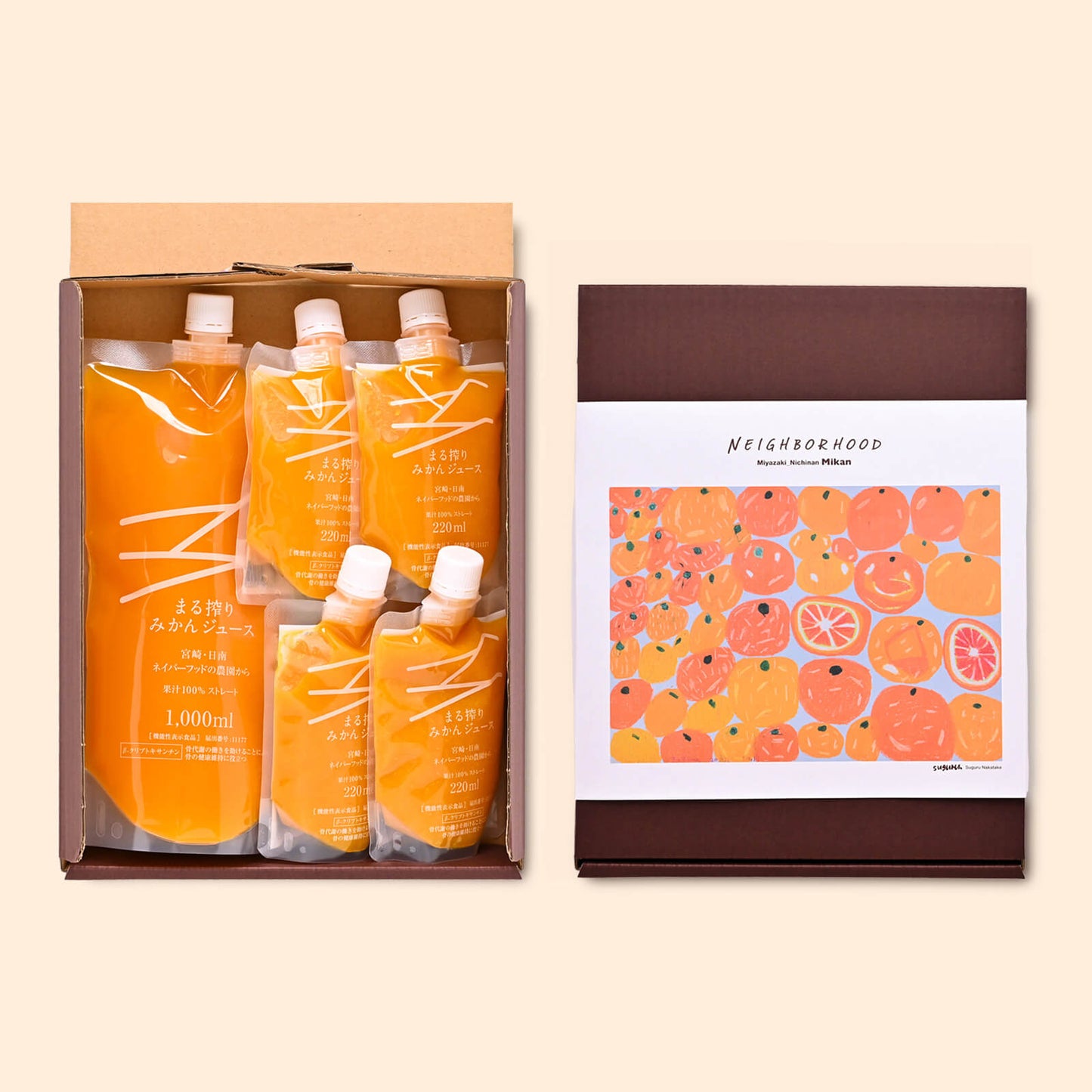 まる搾りみかんジュース　ギフトボックス（1000ml×1本、220ml×4本）