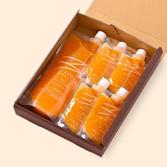 まる搾りみかんジュース　ギフトボックス（1000ml×1本、220ml×4本）
